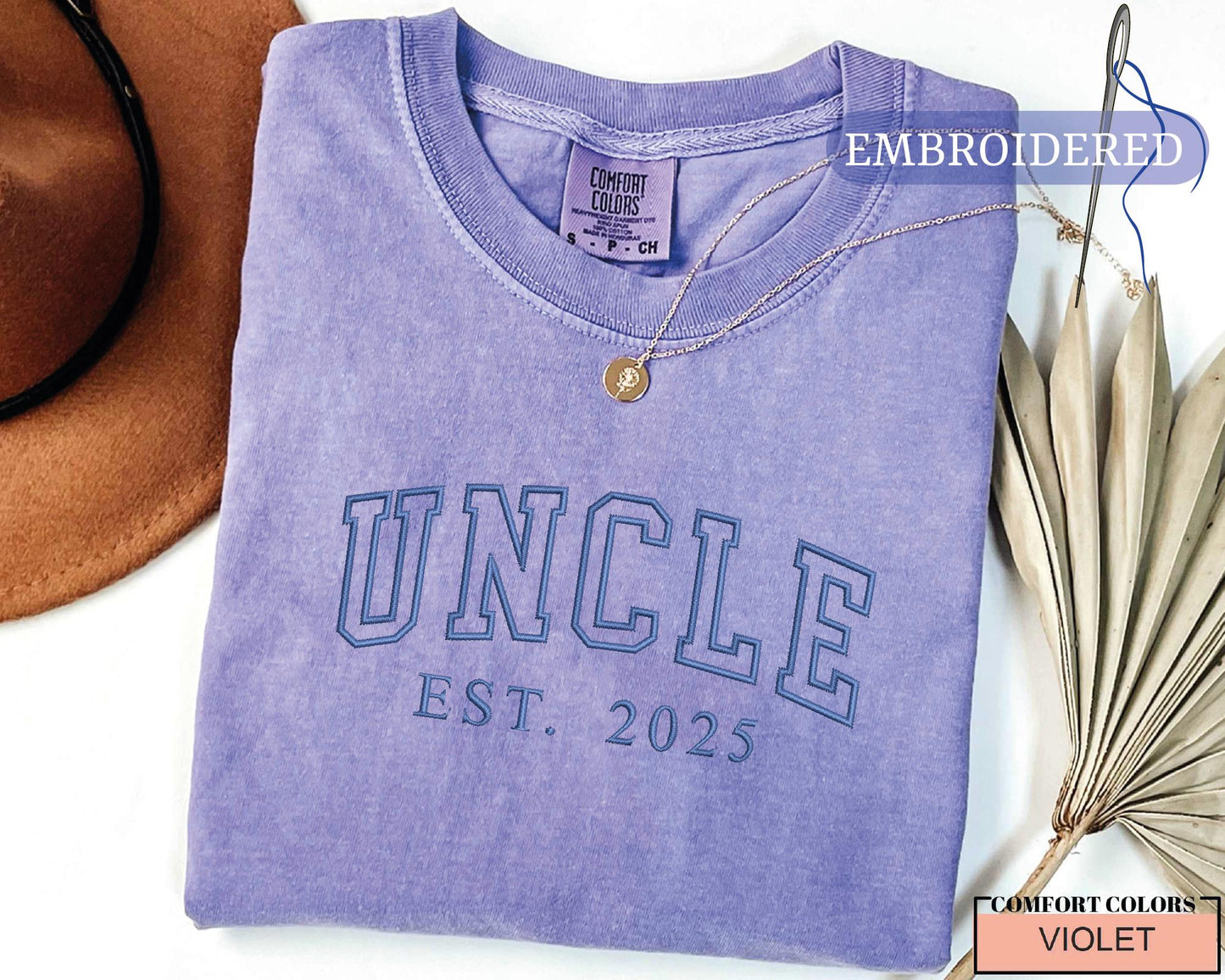 Personalized Uncle Est Year Embroidered Shirt - New Uncle Gift Custom Year Outfit