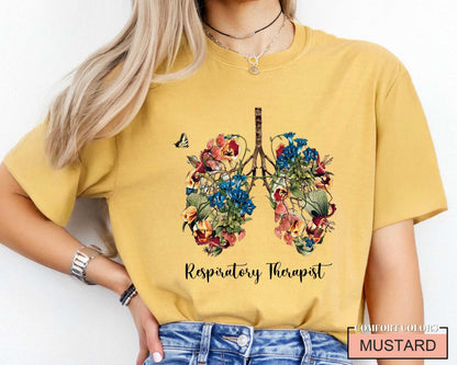 Floral Lungs Respiratory Therapist Shirt: Soft Cotton Tee