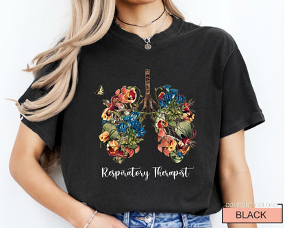 Floral Lungs Respiratory Therapist Shirt: Soft Cotton Tee