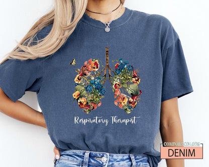 Floral Lungs Respiratory Therapist Shirt: Soft Cotton Tee