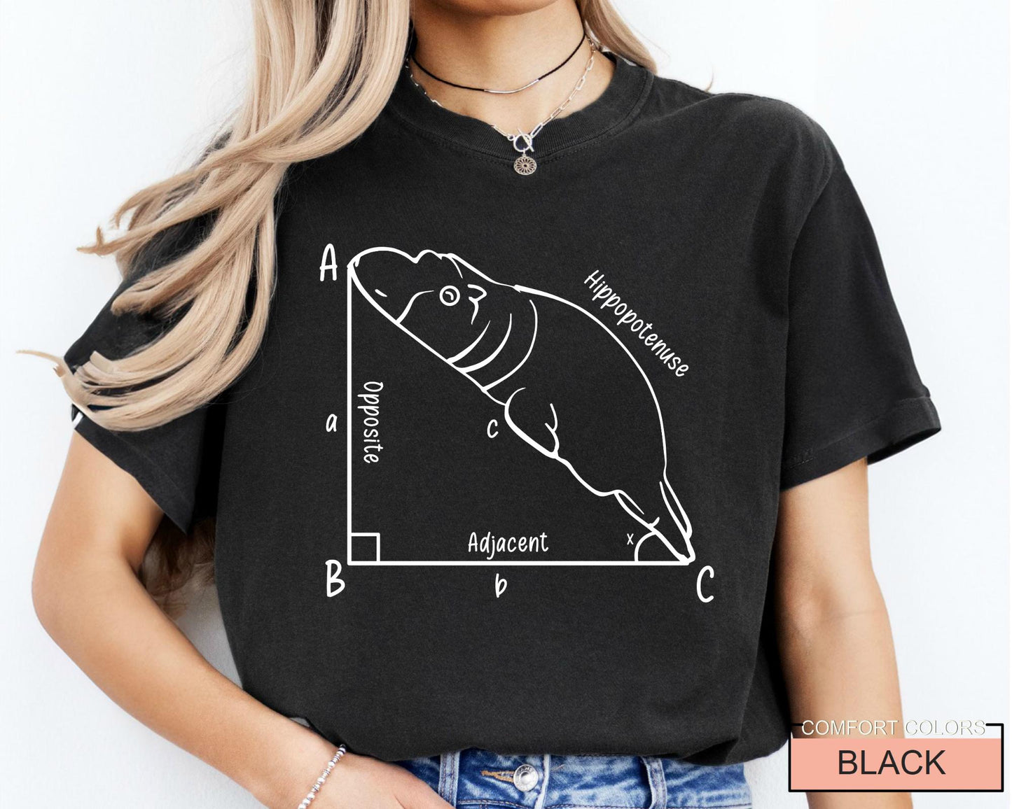 Funny Hippopotenuse Math T-Shirt, Geometry Teacher Gift