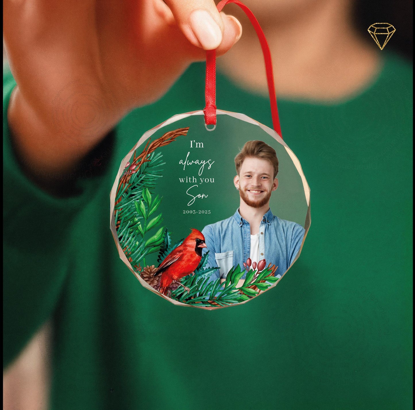 Son Photo Glass Ornament - Loss Of Son Gift