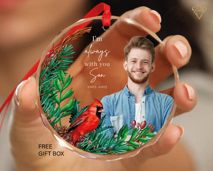 Son Photo Glass Ornament - Loss Of Son Gift