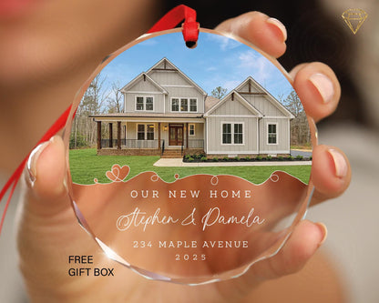 Our New Home Photo Glass Ornament - Personalized House Picture Keepsake