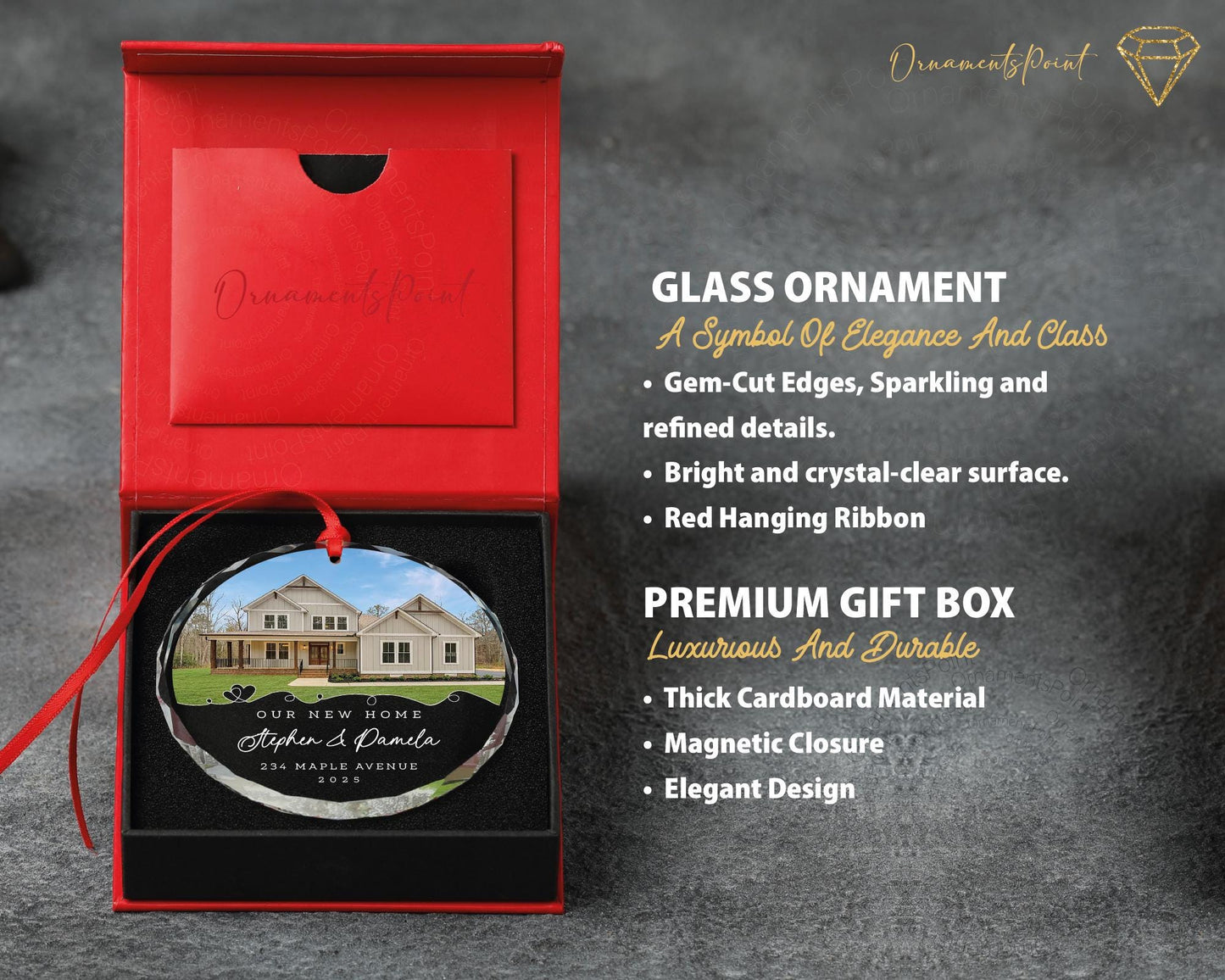 Our New Home Photo Glass Ornament - Personalized House Picture Keepsake