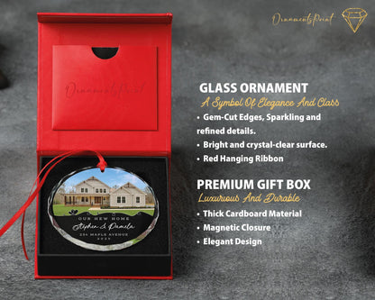 Our New Home Photo Glass Ornament - Personalized House Picture Keepsake