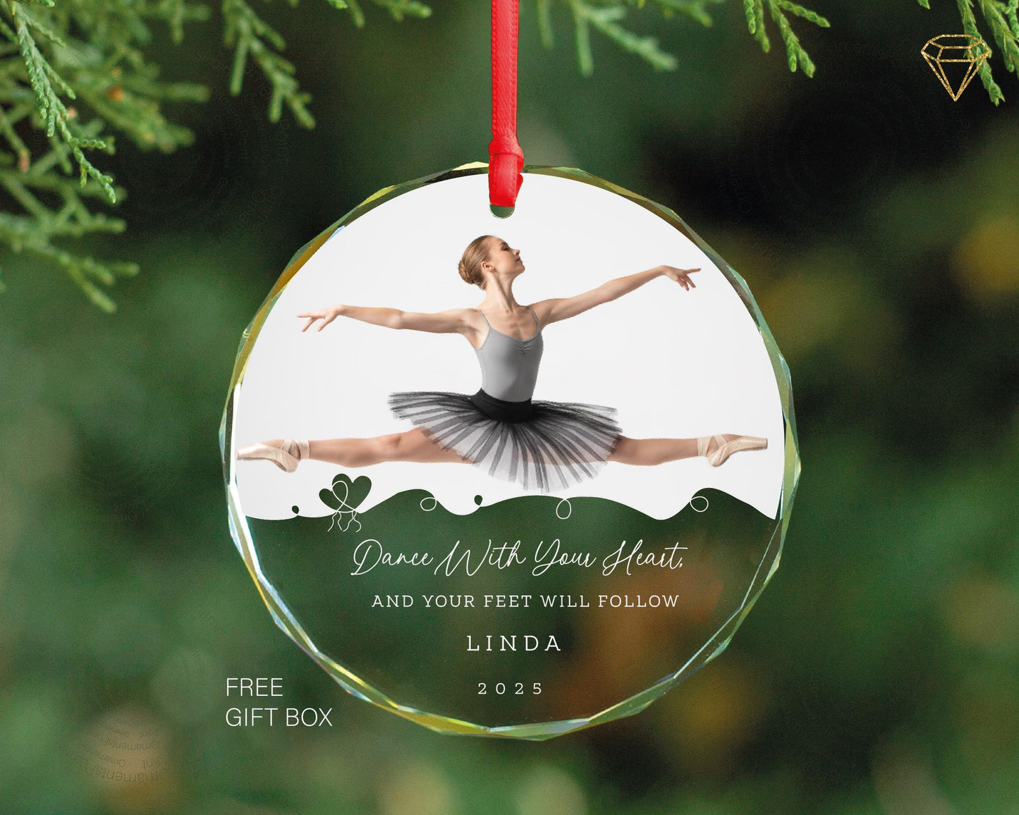 Custom Dancer Photo Glass Ornament - Dance With You Heart And Your Feet Will Follow