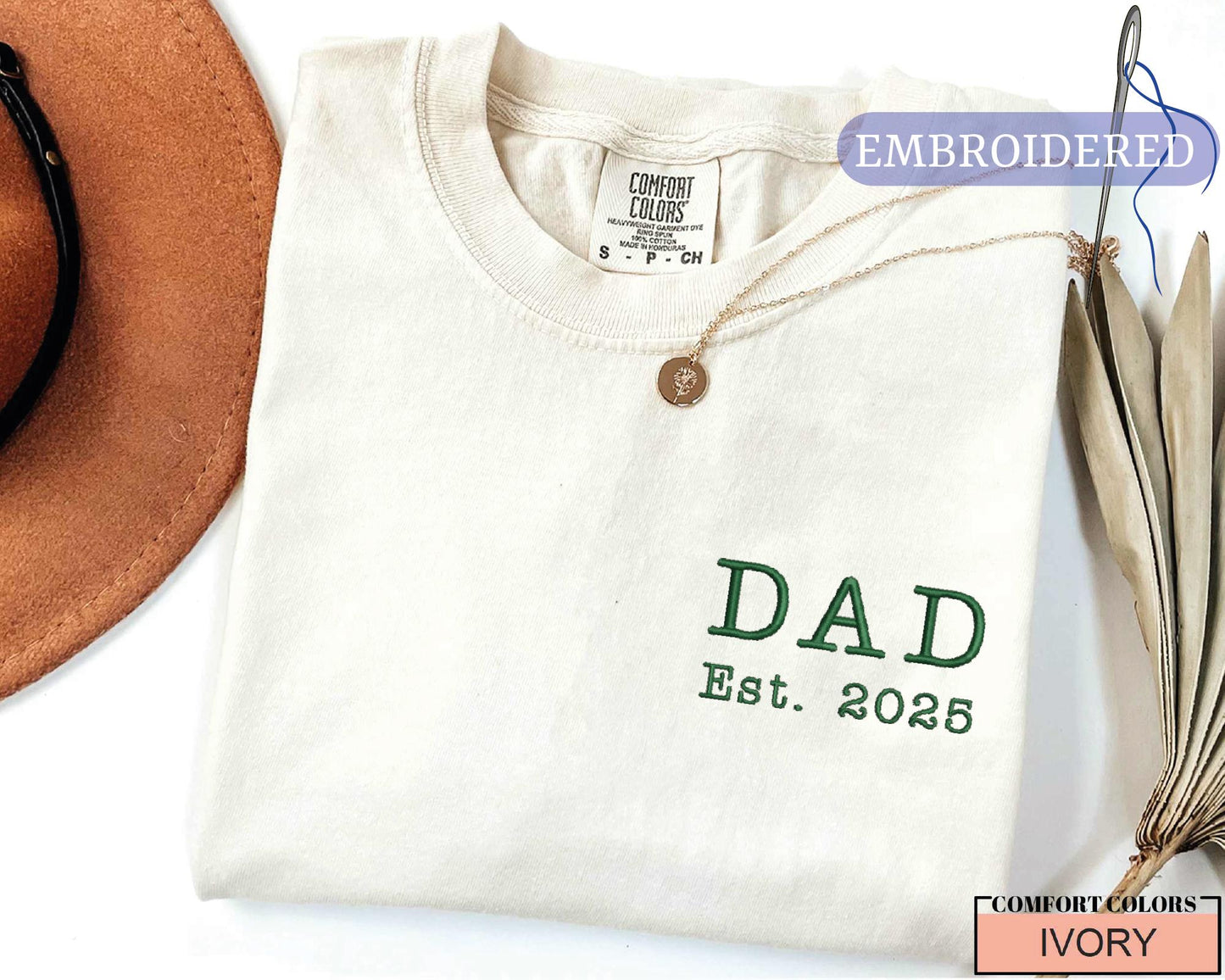 Dad Embroidered Pocket Design Shirt - New Father Keepsake for Pregnancy Announcement