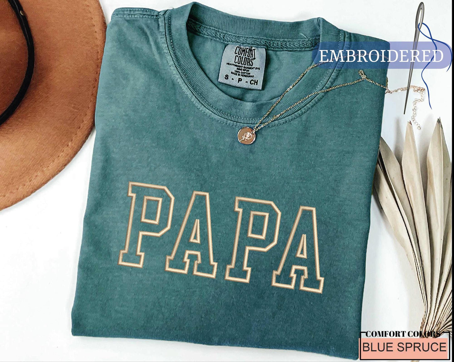 Custom Embroidered Papa Shirt - New Grandfather Outfit