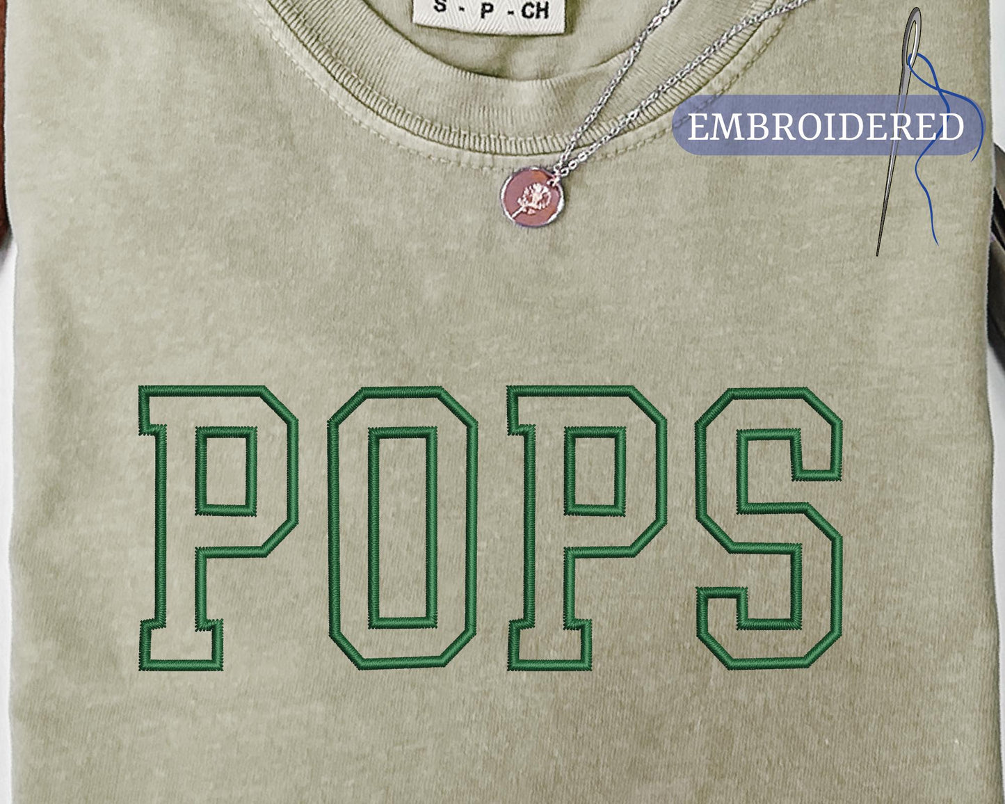 Custom Embroidered Pops Shirt - New Grandpa Outfit for Baby Announcement