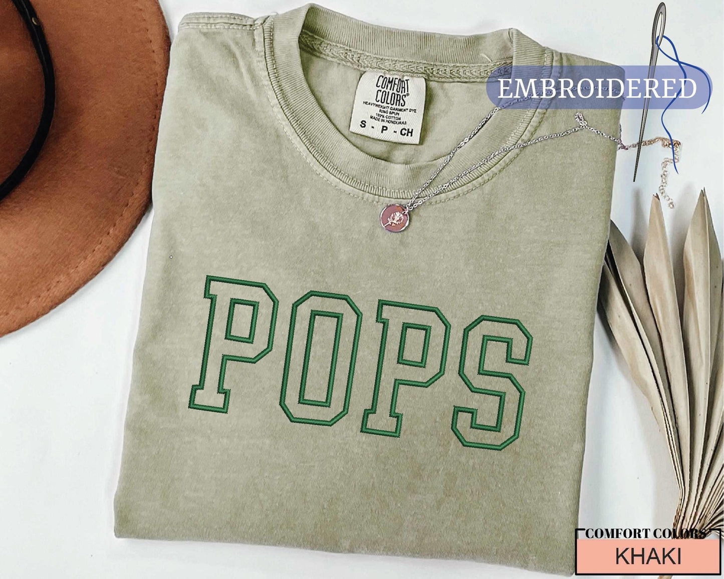 Custom Embroidered Pops Shirt - New Grandpa Outfit for Baby Announcement
