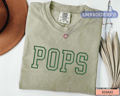 Custom Embroidered Pops Shirt - New Grandpa Outfit for Baby Announcement