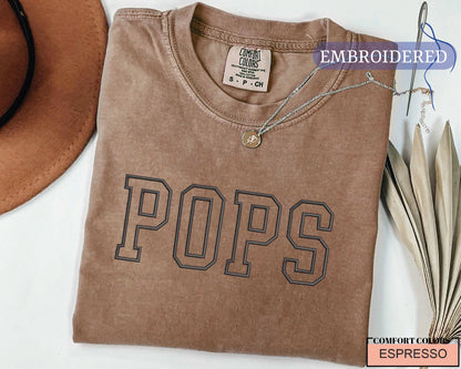 Custom Embroidered Pops Shirt - New Grandpa Outfit for Baby Announcement
