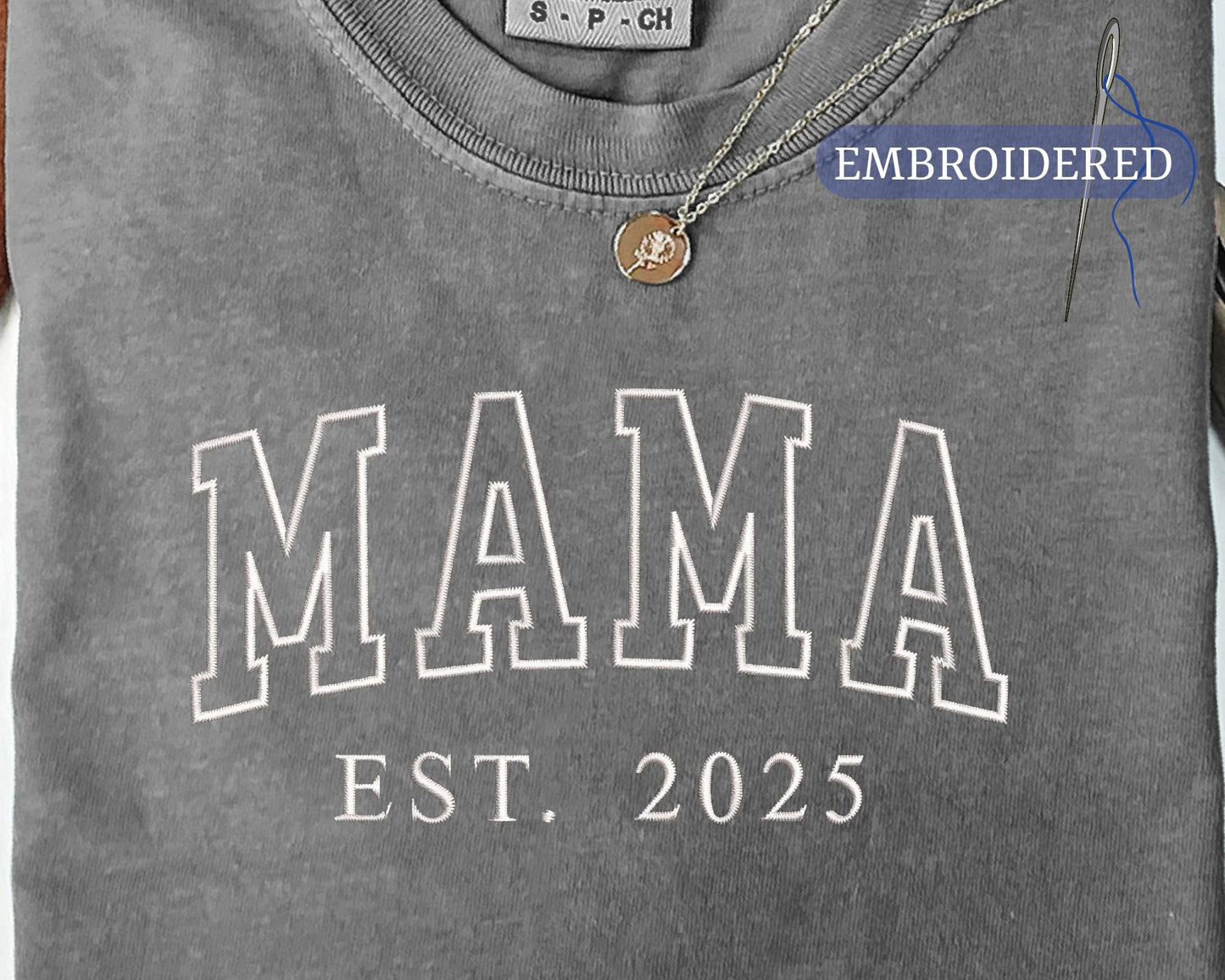 Personalized Mama Est Year Embroidered Shirt - New Mom Outfit