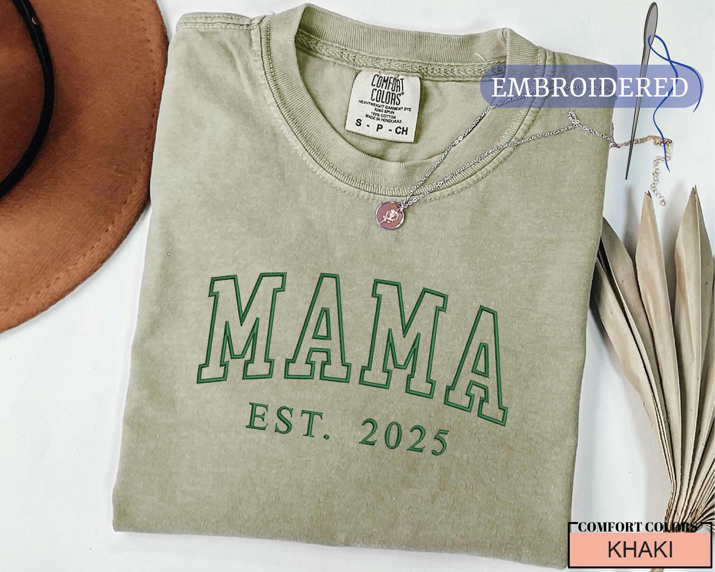 Personalized Mama Est Year Embroidered Shirt - New Mom Outfit