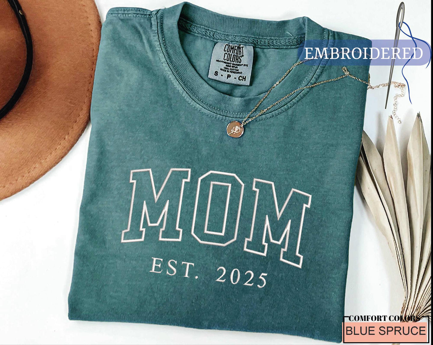 Personalized Mom Est Year Embroidered Shirt - Custom New Mom Outfit