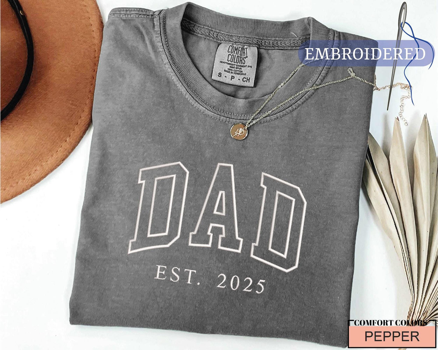 Custom Dad Est Year Embroidered Shirt - Personalized New Dad Outfit