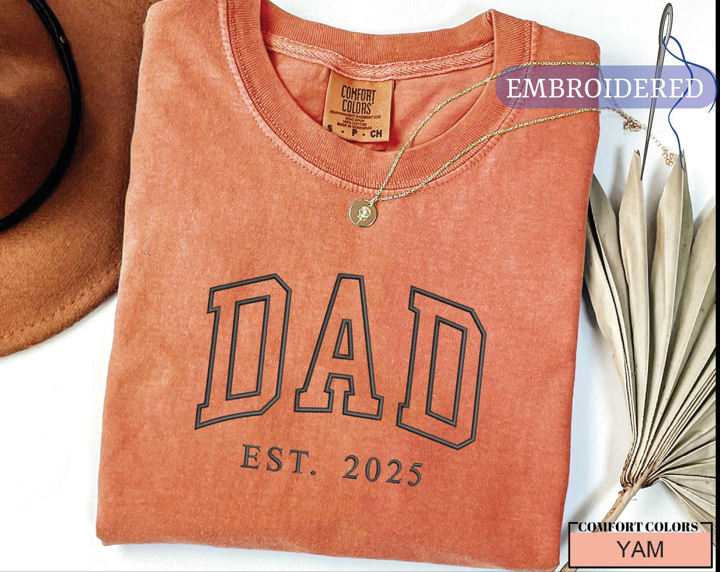 Custom Dad Est Year Embroidered Shirt - Personalized New Dad Outfit