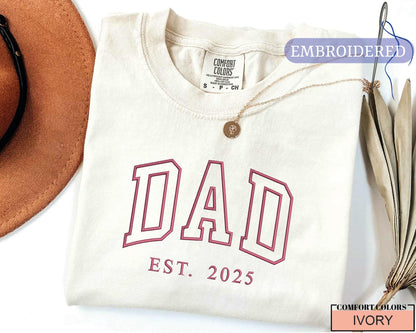 Custom Dad Est Year Embroidered Shirt - Personalized New Dad Outfit