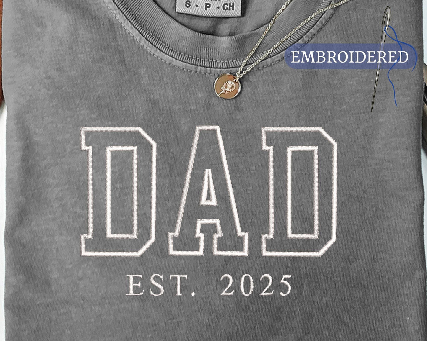 Personalized Dad Embroidered Shirt with Est Year - Birthday Gift for Father