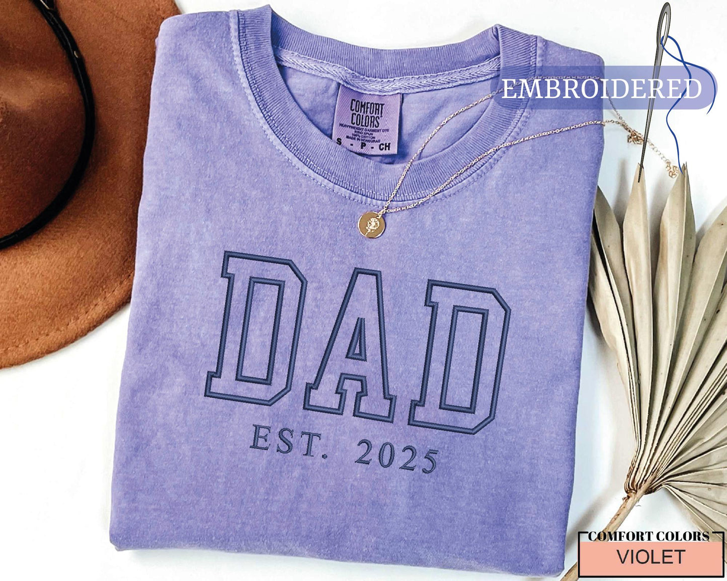 Personalized Dad Embroidered Shirt with Est Year - Birthday Gift for Father