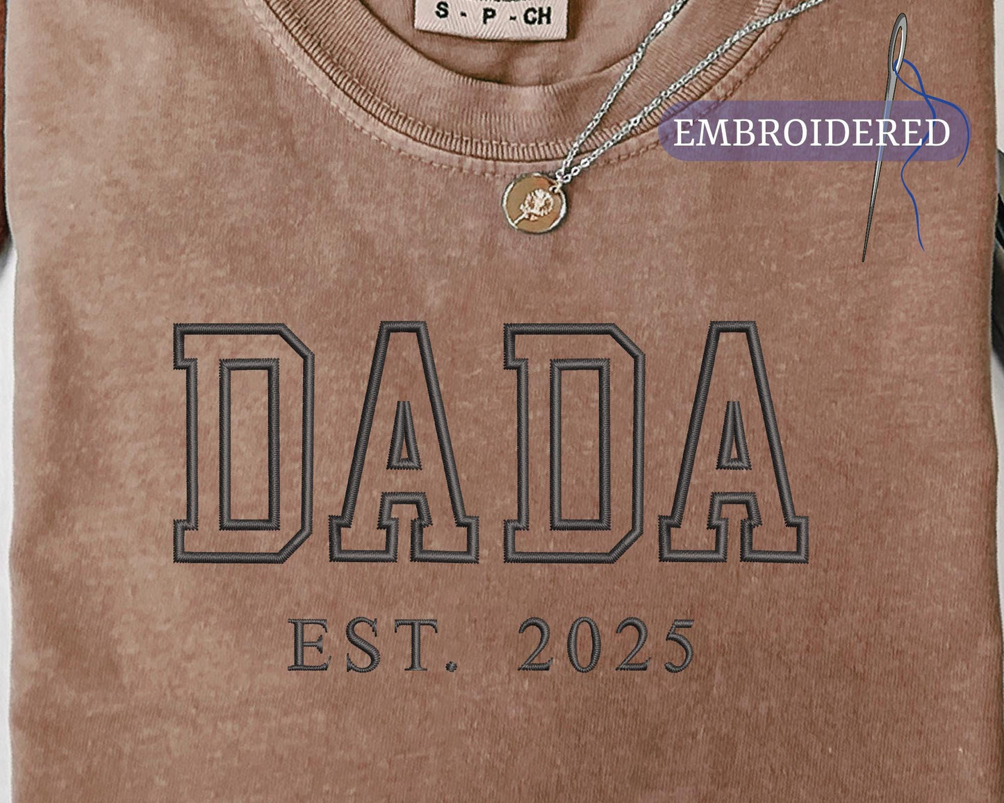 Personalized Dada Embroidered Shirt with Est Year - Baby Announcement for Father