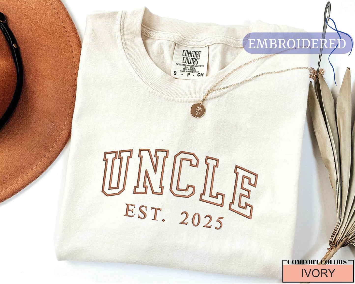 Personalized Uncle Est Year Embroidered Shirt - New Uncle Gift Custom Year Outfit
