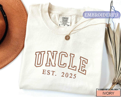 Personalized Uncle Est Year Embroidered Shirt - New Uncle Gift Custom Year Outfit