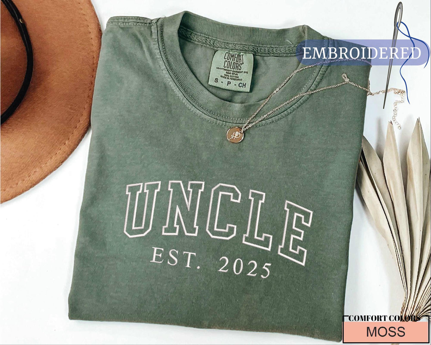 Personalized Uncle Est Year Embroidered Shirt - New Uncle Gift Custom Year Outfit