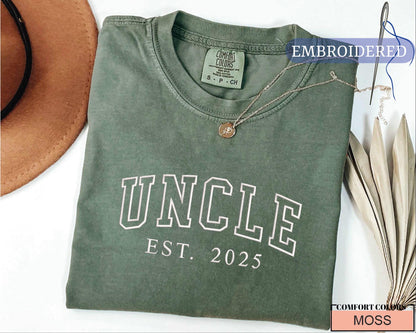 Personalized Uncle Est Year Embroidered Shirt - New Uncle Gift Custom Year Outfit