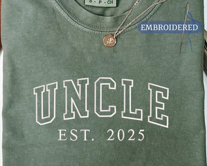 Personalized Uncle Est Year Embroidered Shirt - New Uncle Gift Custom Year Outfit