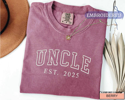 Personalized Uncle Est Year Embroidered Shirt - New Uncle Gift Custom Year Outfit