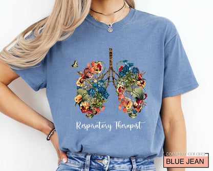 Floral Lungs Respiratory Therapist Shirt: Soft Cotton Tee