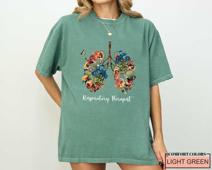 Floral Lungs Respiratory Therapist Shirt: Soft Cotton Tee