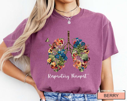 Floral Lungs Respiratory Therapist Shirt: Soft Cotton Tee