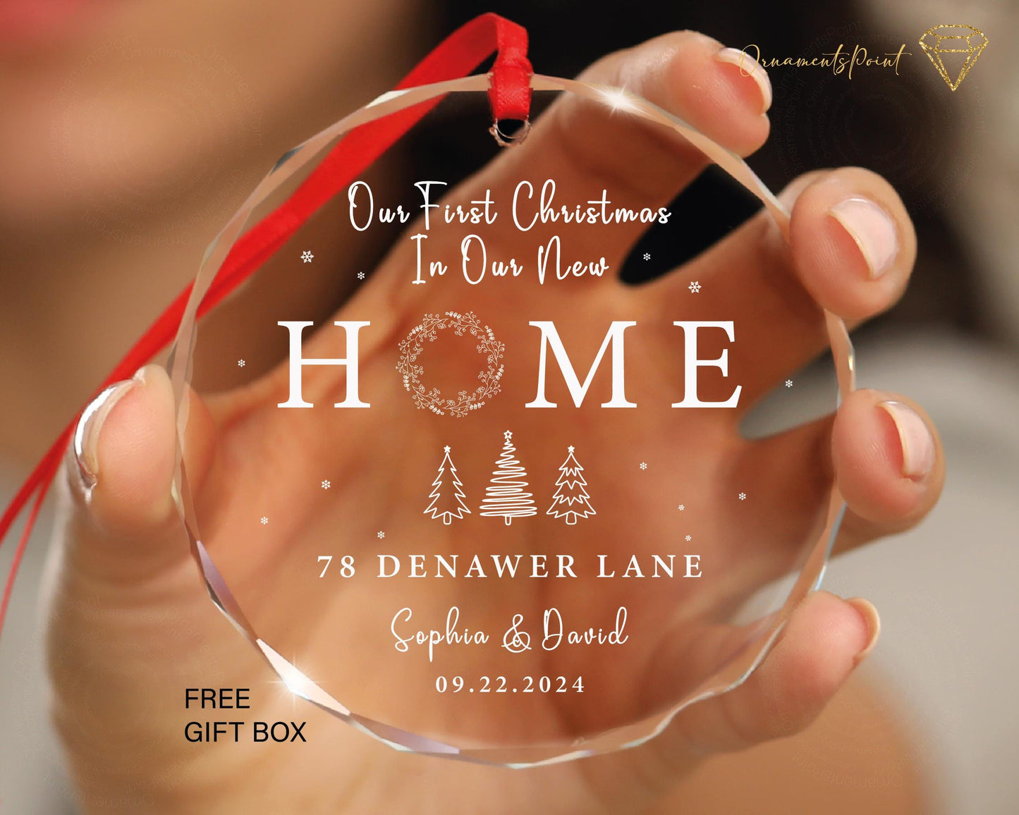 Personalized New Home GLASS Ornament - House Christmas Ornament