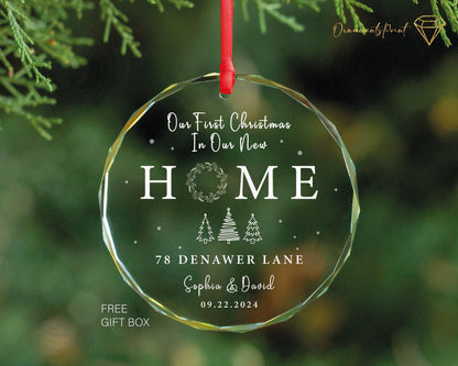 Personalized New Home GLASS Ornament - House Christmas Ornament