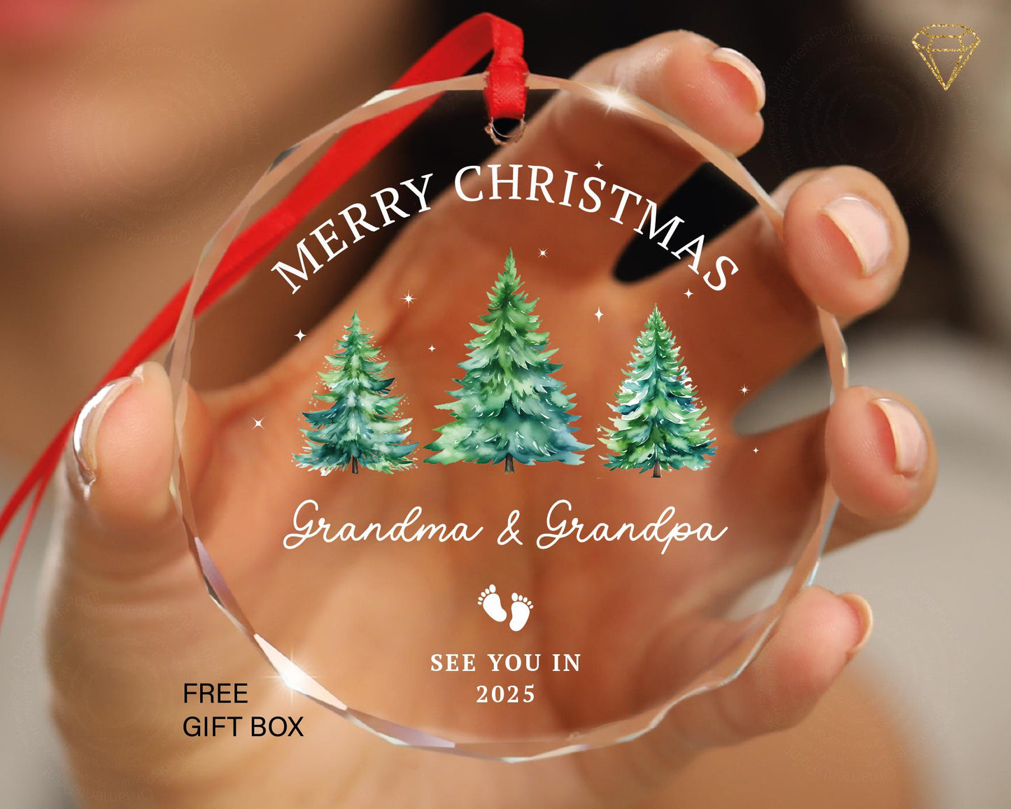 Personalized Grandma and Grandpa See You In 2025 - Grandparents Merry Christmas Ornament - Baby Announcement