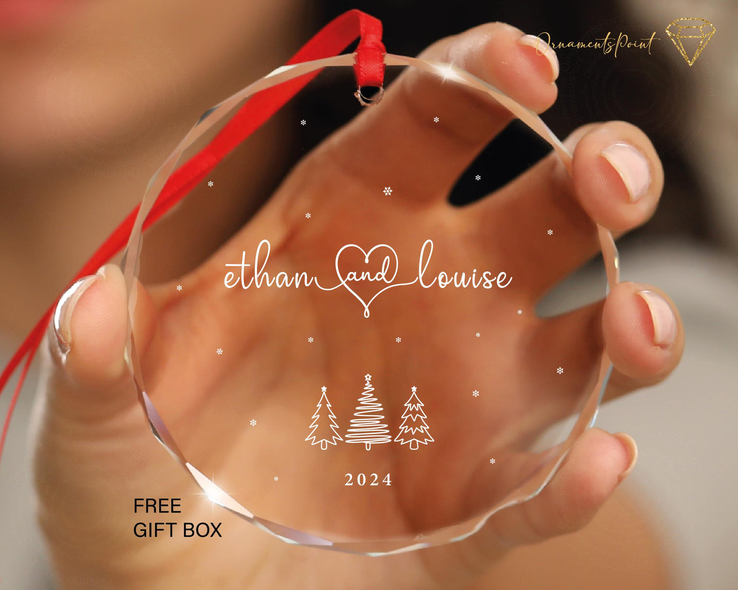 Personalized Clear Glass Couple Ornament – First Christmas Together Gift