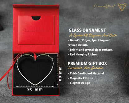 Personalized First Christmas Married Heart Shaped GLASS Ornament, Newlywed Marriage Gift