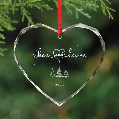 Couple Ornament - Valentines Day Custom Gift - Couple Names Ornament - Clear Couple Ornament