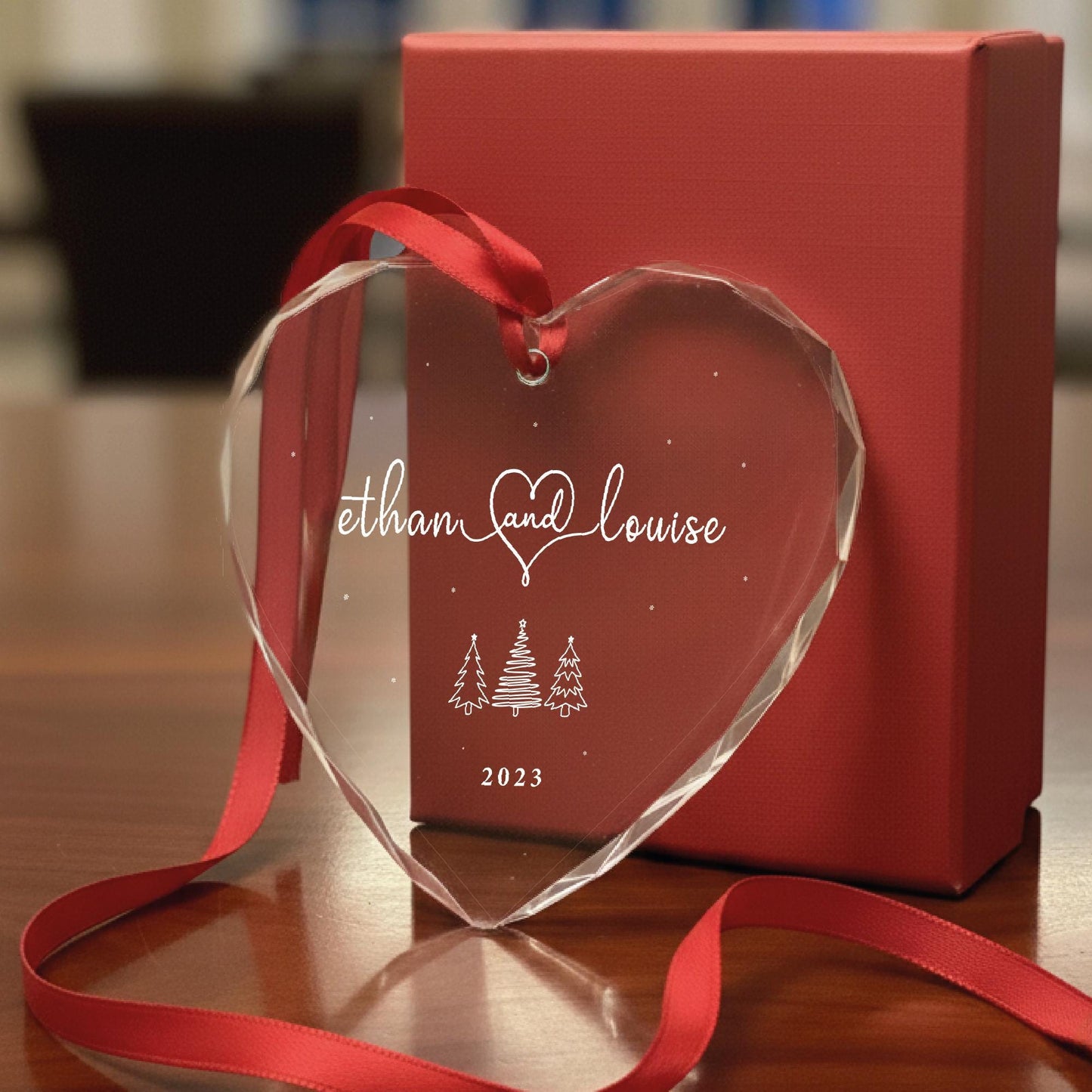 Couple Ornament - Valentines Day Custom Gift - Couple Names Ornament - Clear Couple Ornament