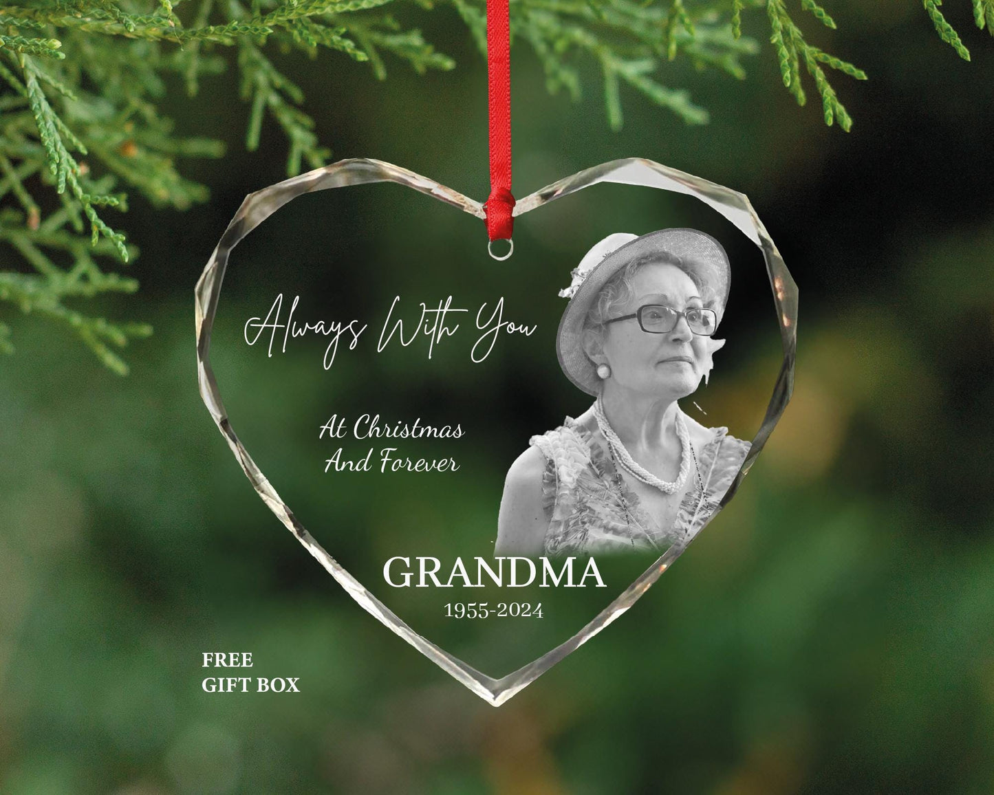 Personalized Photo Memorial Ornament - Loss of Dad Heart Christmas Memorable Ornament - Always With You