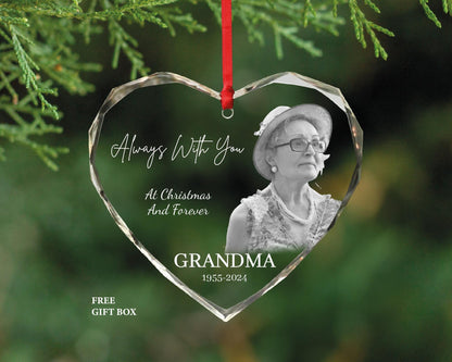 Personalized Photo Memorial Ornament - Loss of Dad Heart Christmas Memorable Ornament - Always With You
