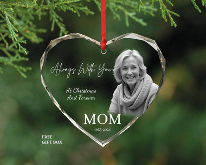 Personalized Photo Memorial Ornament - Loss of Dad Heart Christmas Memorable Ornament - Always With You