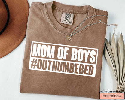 Outnumbered Mom Of Boys Shirt: Funny Mama Tee, New Mother Gift