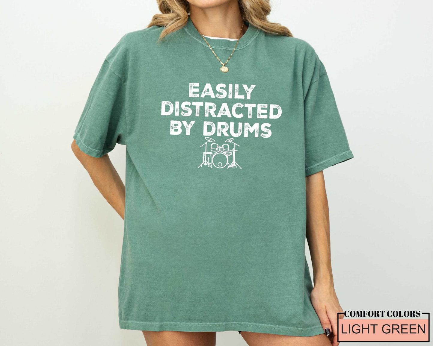 Easily Distracted by Drums Shirt - Funny Drummer Musician Gift