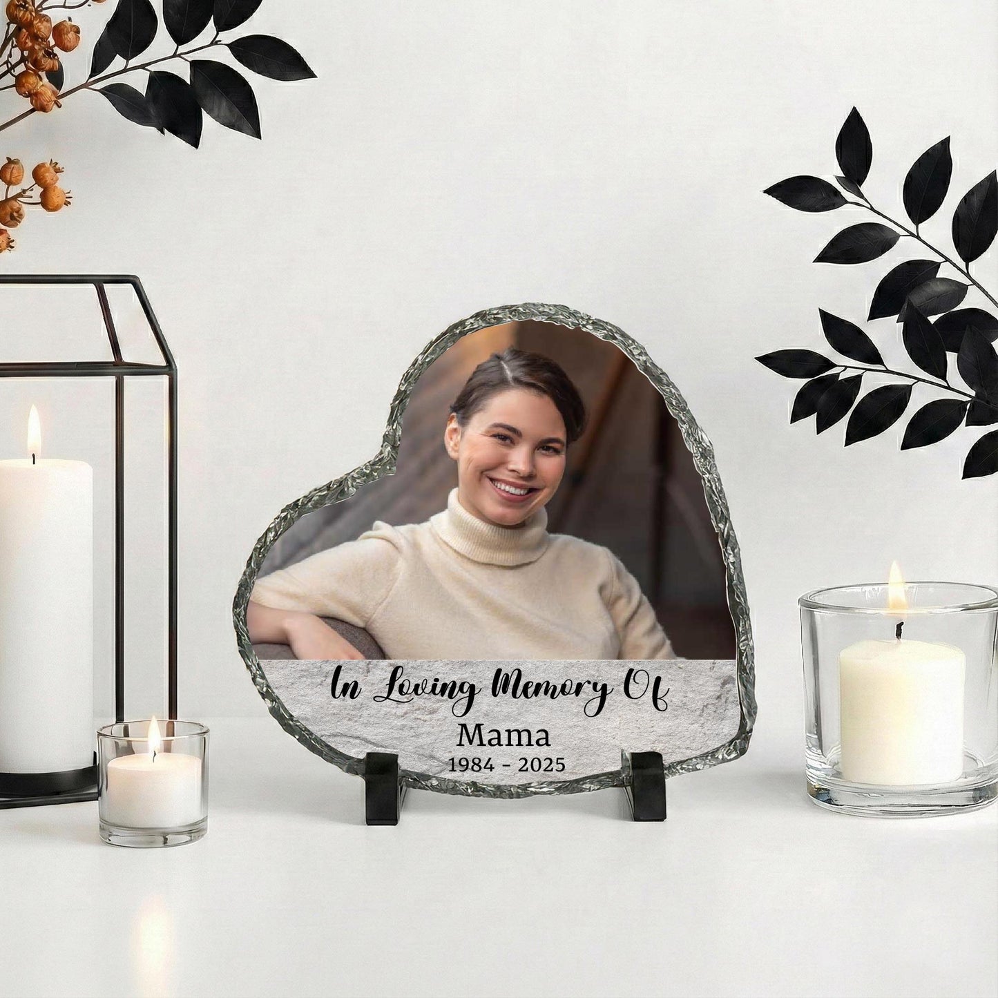 Personalized In Loving Memory of Mother Stone Plaque, Mama Photo Memorial Rock Slate