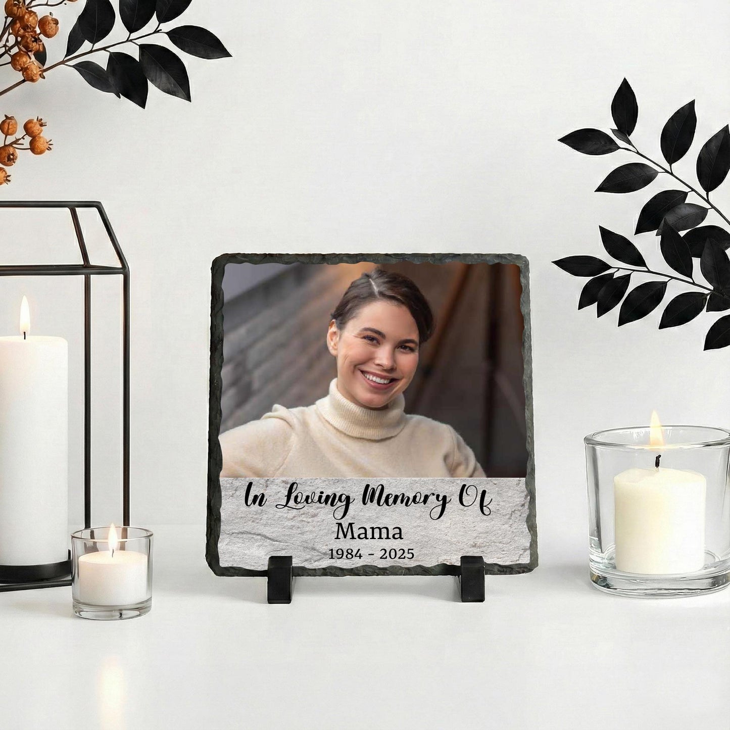 Personalized In Loving Memory of Mother Stone Plaque, Mama Photo Memorial Rock Slate