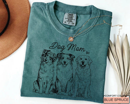 Custom Dog Outline T-Shirt, Personalized Pet Portrait Sketch Tee
